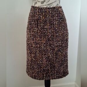NWOT Tahari Purple Wool Blend Boucle Skirt Size 6 Chanel Style Look